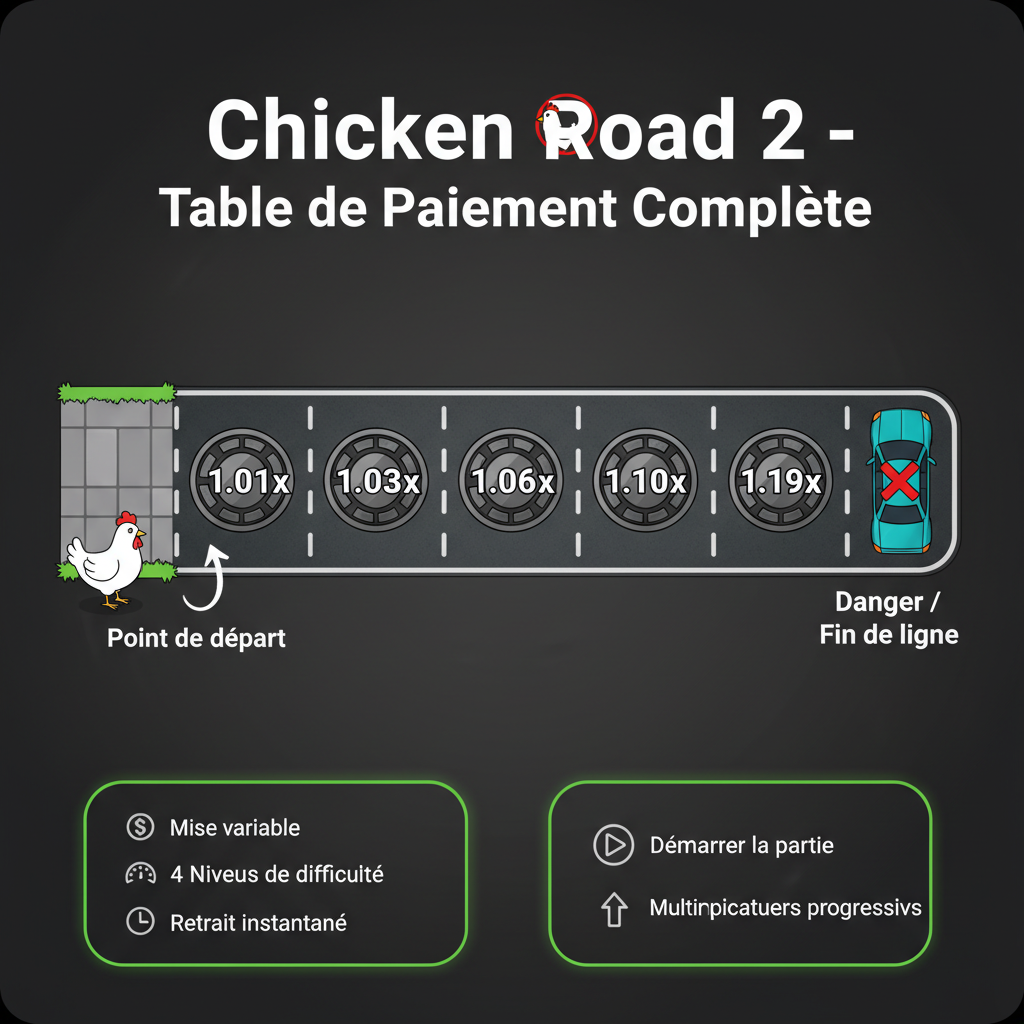 Chicken Road 2 table de paiement - tous les multiplicateurs et mécaniques