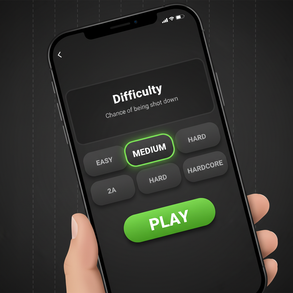 Chicken Road 2 — sélecteur de difficulté sur mobile